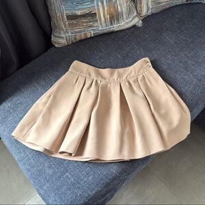 Zara Tan Pleated Skater Mini Skirt Casual